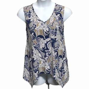 SJS Sleeveless Blue Shark Bite Paisley Tunic NWOT sz XL